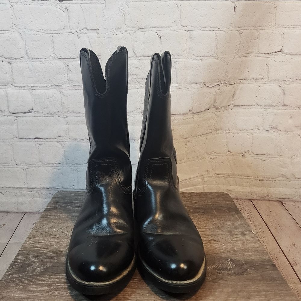 Men's Biltrite Black Leather Cowboy Boots, Size 10.5 D - Picture 4 of 7
